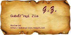 Gubányi Zia névjegykártya